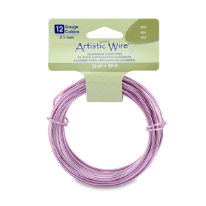 Artistic Wire, Aluminum Craft Wire, 12 Gauge / 2.1 mm, Round, Rose, 39.3 ft / 12 m