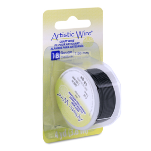 Artistic Wire, 18 Gauge / 1.0 mm Tarnish Resistant Colored Copper Craft Wire, Black, 4 yd / 3.6 m