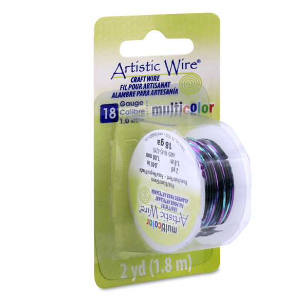 Artistic Wire, 18 Gauge / 1.0 mm Tarnish Resistant Colored Copper Craft Wire, Multicolor Pink, Black, Green 2 yd / 1.8 m
