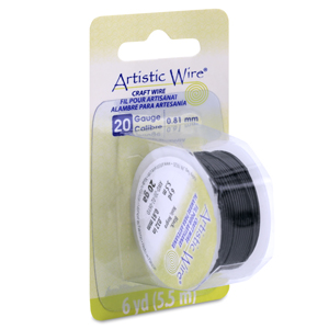 Artistic Wire, 20 Gauge / .81 mm Tarnish Resistant Colored Copper Craft Wire, Black, 6 yd / 5.5 m