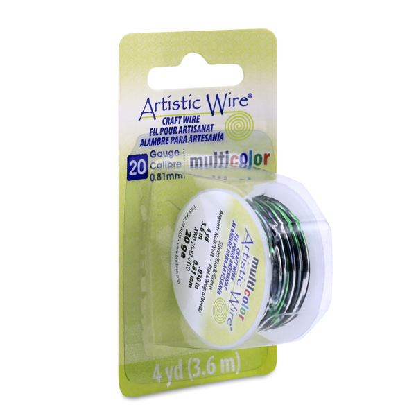 Artistic Wire, 20 Gauge / .81 mm Tarnish Resistant Colored Copper Craft Wire, Multicolor Silver, Black, Green, 4 yd / 3.6 m