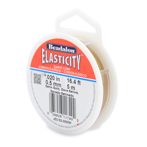 Elasticity Stretch Cord, 0.5 mm / .020 in, Satin Gold, 5 m / 16.4 ft