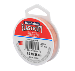 Elasticity Stretch Cord, 0.5 mm / .020 in, Satin Rose Gold, 25 m / 82 ft