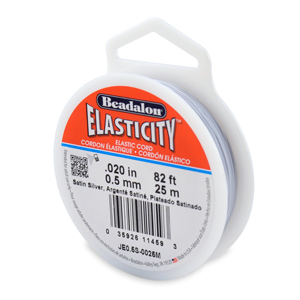 Elasticity Stretch Cord, 0.5 mm / .020 in, Satin Silver, 25 m / 82 ft
