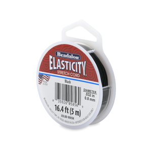Elasticity Stretch Cord, 0.8 mm / .032 in, Black, 5 m / 16.4 ft