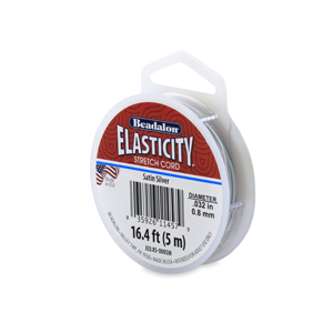 Elasticity Stretch Cord, 0.8 mm / .032 in, Satin Silver, 5 m / 16.4 ft