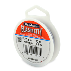 Elasticity Stretch Cord, 0.8 mm / .032 in, Satin Silver, 25 m / 82 ft