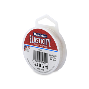 Elasticity Stretch Cord, 0.8 mm / .032 in, Clear, 5 m / 16.4 ft