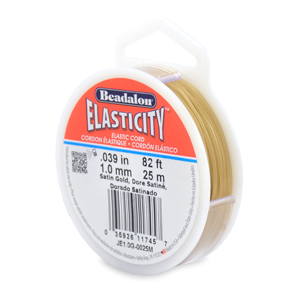 Elasticity Stretch Cord, 1.0 mm / .039 in, ,Satin Gold, 25 m / 82 ft