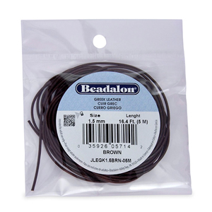 Leather, Greek, 1.5 mm / .059 in, Brown, 5 m / 16.4 ft
