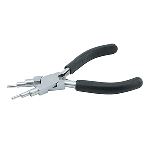 Stepped Bail-Making Pliers, makes 6 different loop sizes: 9 mm / 0.35 in, 8 mm / 0.31 in, 6 mm / 0.23 in, 5 mm / 0.2 in, 3 mm / 0.12 / 2 mm / 0.08 in