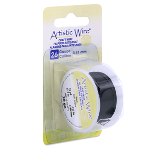 Artistic Wire, 26 Gauge / .41 mm Tarnish Resistant Colored Copper Craft Wire, Black, 15 yd / 13.7 m
