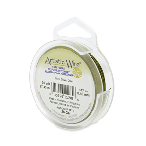 Artistic Wire, 26 Gauge / .41 mm Tarnish Resistant Colored Copper Craft Wire, Olive, 30 yd / 27.4 m