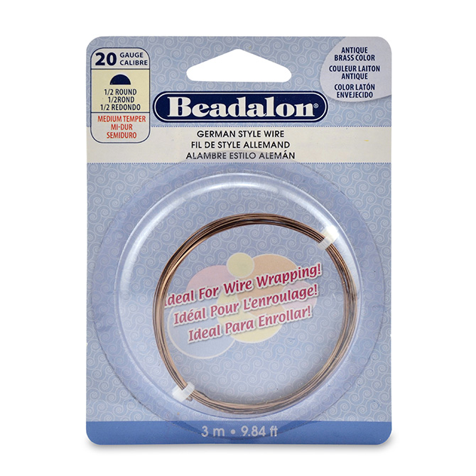 german style wire half round antique brass color 20 gauge 032