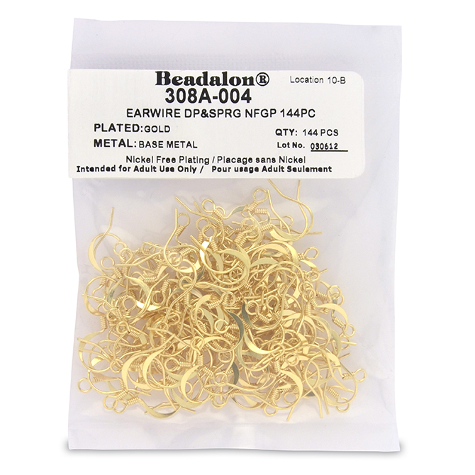 Ear Wires 144 pc Dapped /& Spring Gold Plated