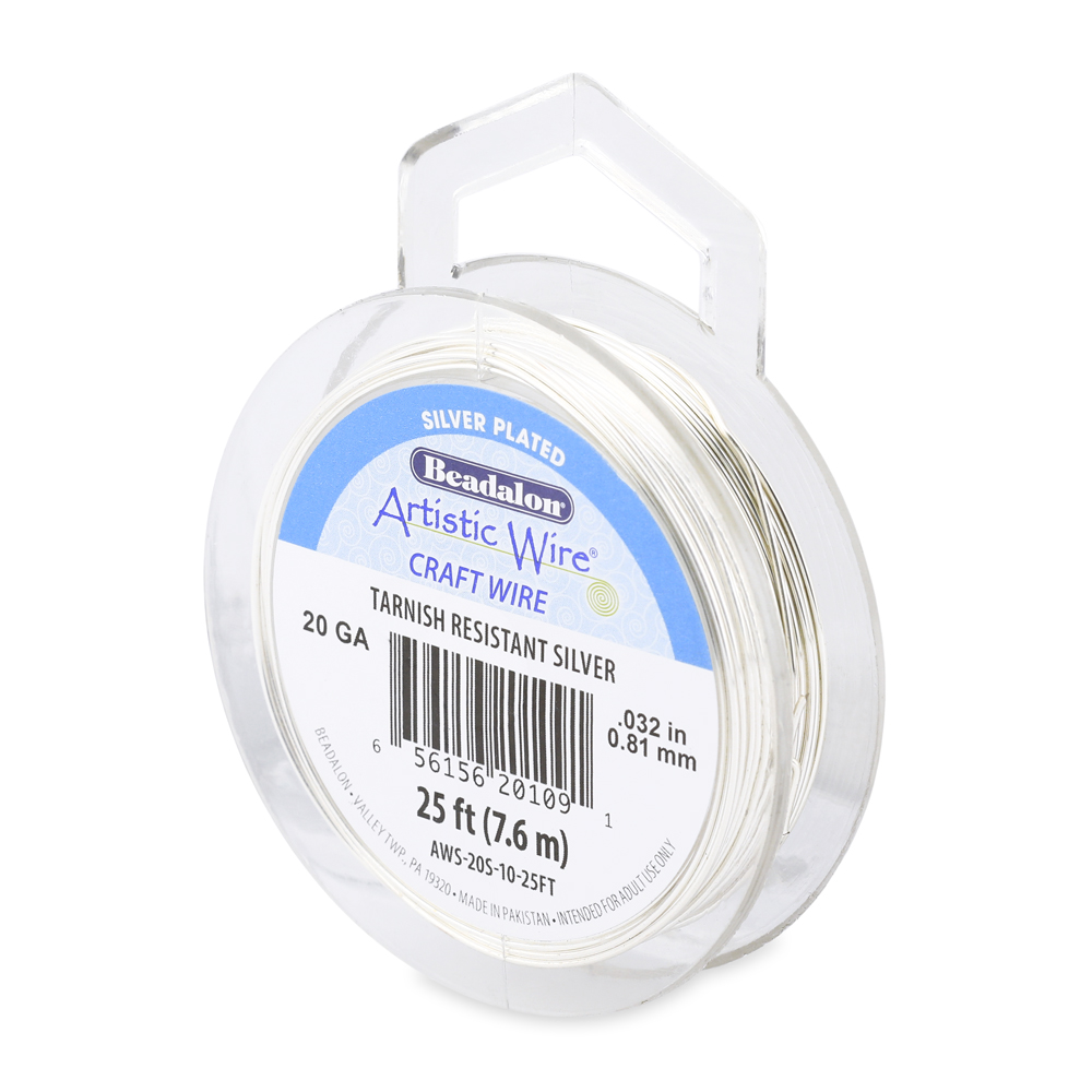 7.6 m 25 ft 20 Gauge Craft Wire Silver Blue Color Beadalon Artistic