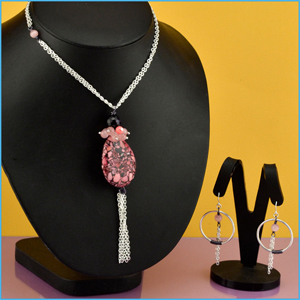 Magenta Tassel Necklace & Earrings