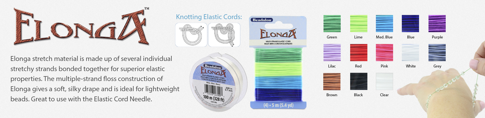 Beadalon Elasticity Clear Stretchy Cord Bulk Spool 1mm x 328 feet  #JE10T-0100M