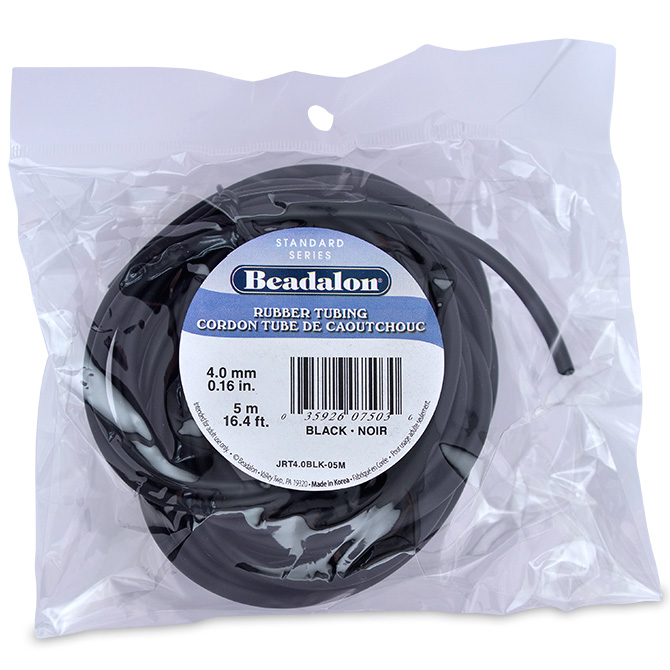 4 mm Beadalon Rubber Tubing 5 m Black 0.16 in 16.4 ft Neoprene