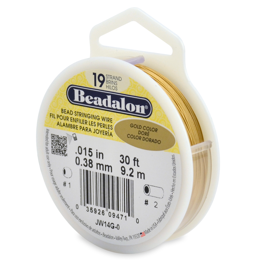 Beadalon Gold Color .015/" Bead Stringing Wire 19 Strand Flex Wire 30ft