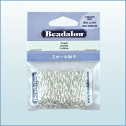 6.56 ft Beadalon Silver Plated Dapped Small Cable Chain 2 m