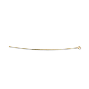 Head Pins, Ball, Medium, 2.0 in / 50.8 mm, / wire diameter 0.63 mm / .027 in, Gold Color, 24 pc