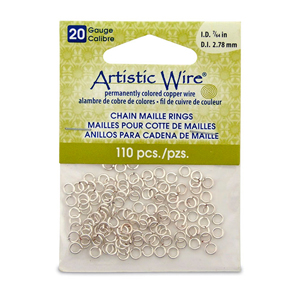 20 Gauge Artistic Wire, Chain Maille Rings, Round, Tarnish Resistant Silver, 7/64 in / 2.78 mm, 110 pc