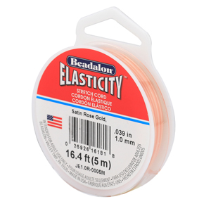Elasticity Stretch Cord, 1.0 mm / .039 in, Satin Rose Gold, 5 m / 16.4 ft