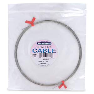 Stainless Steel Jewelry Cable, .031 in / 0.79 mm, Bright, 30 ft / 9.2 m