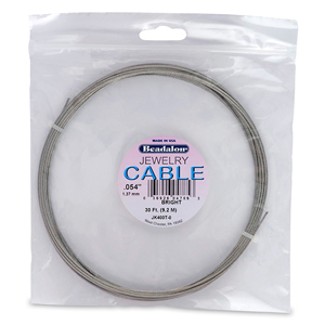 Stainless Steel Jewelry Cable, .054 in / 1.37 mm, Bright, 30 ft / 9.2 m