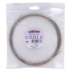 Stainless Steel Jewelry Cable, .062 in / 1.58 mm, Bright, 30 ft / 9.2 m