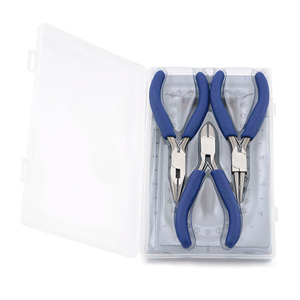 Travel Tool Kit, Chain Nose Pliers, Round Nose Pliers, Cutter and Mini Bead Board, with Plastic Case